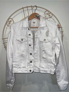 Almost Famous White Distressed Denim Jacket - Women